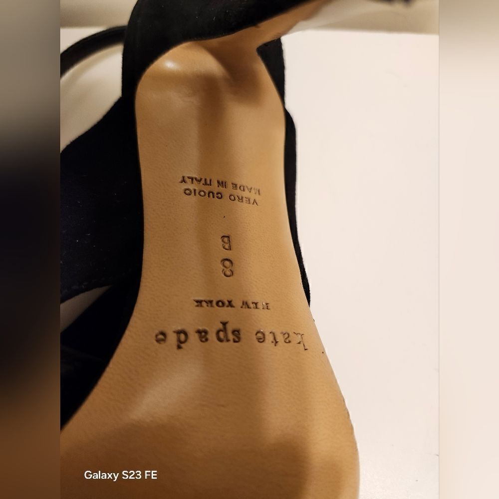 Kate Spade Black Suede Criss Cross Straps Slingback Heeled Sandals Sz.8 Ret.$195 - Picture 8 of 9